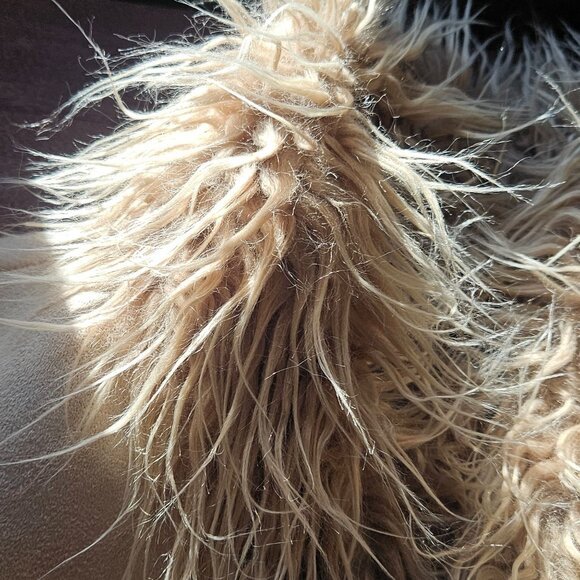 Vintage Boho Faux Fur Vest Women INC L Beige Shaggy 70s Festival Whimsygoth - Picture 5 of 12